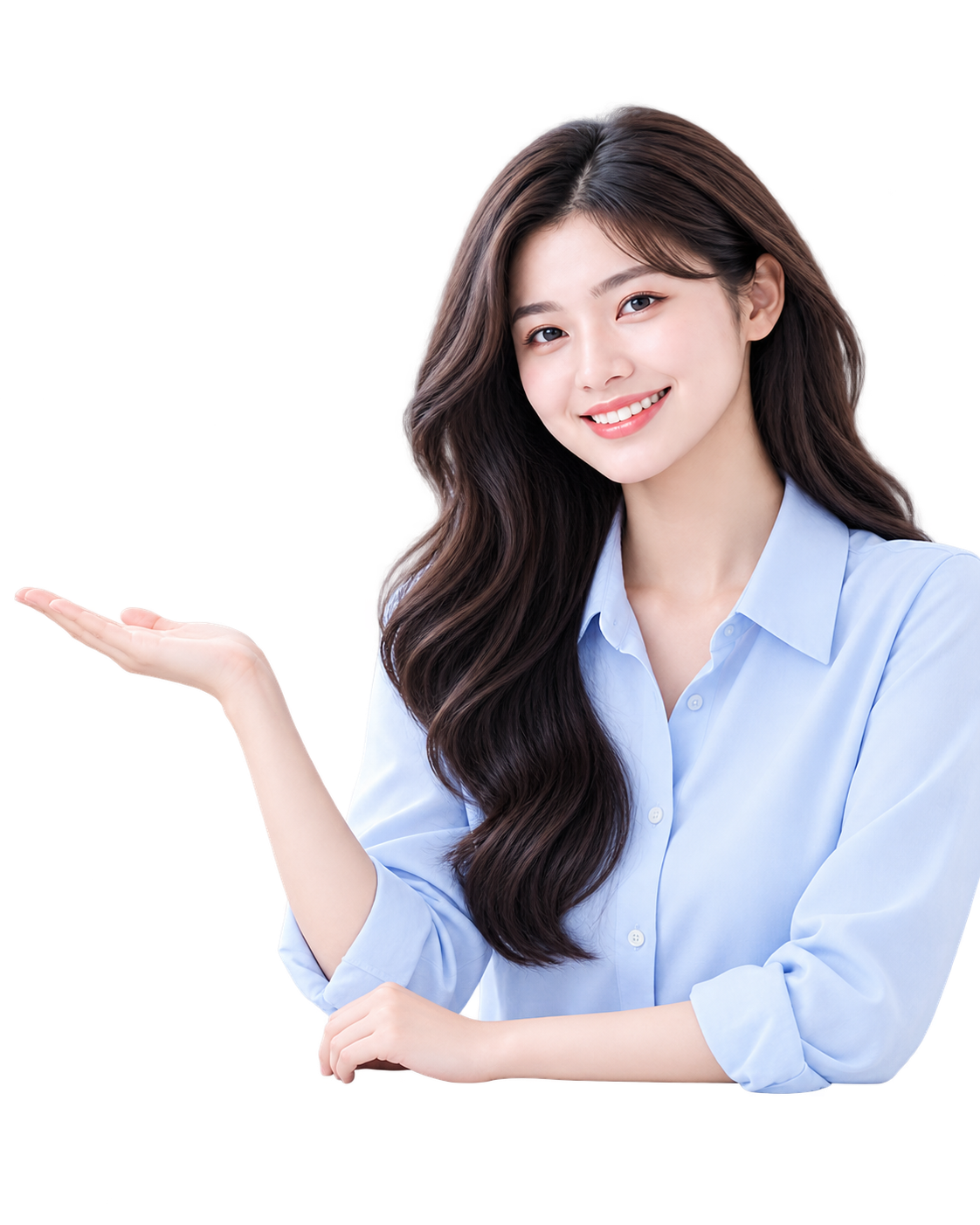 서비스 안내를 돕는 여성 안내 모델