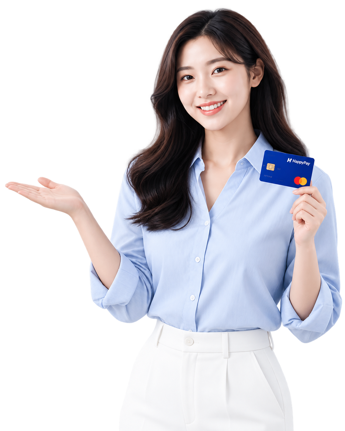회사 소개를 안내하는 여성 모델